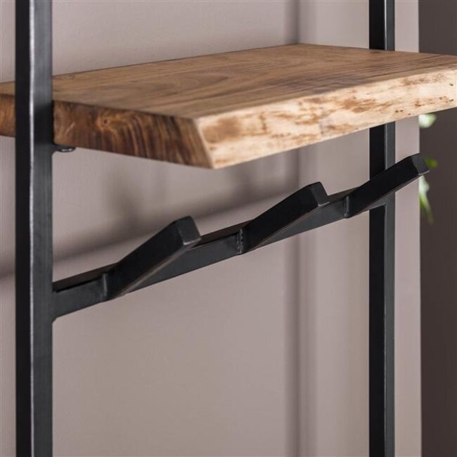 PS-Collection Air Solid Hoog 6 Haken Kapstok - 51x30x80cm - Naturel - Acacia/Metaal