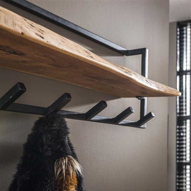 Kapstok 6 Haken Hoedenplank Acaciahout - Air Solid