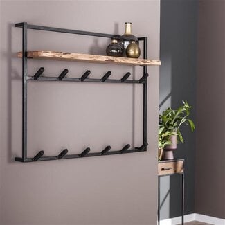PS-Collection Kapstok 12 Haken Hoedenplank Acaciahout - Air Solid