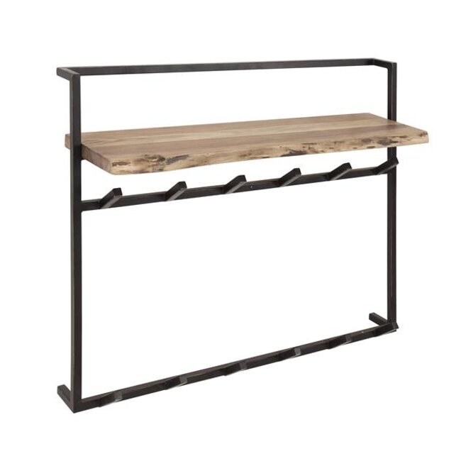 PS-Collection Air Solid 12 Haken Kapstok - 100x30x80cm - Naturel - Acacia/Metaal