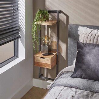 PS-Collection Nachtkastje Acaciahout Metaal Air Solid XS 1 Lade
