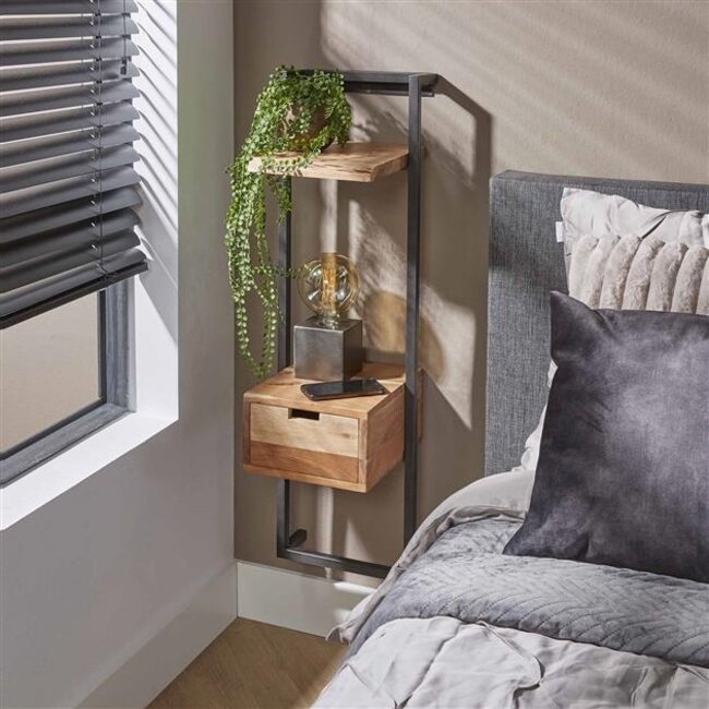 PS-Collection Air Solid XS Nachtkastje - 30x30x100cm - Naturel - Acacia/Metaal