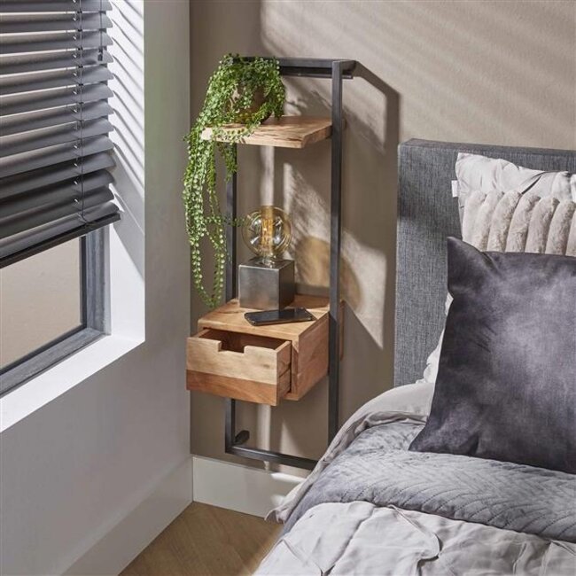 Nachtkastje Acaciahout Metaal Air Solid XS 1 Lade