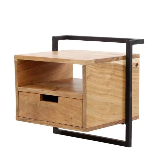 Zwevend Nachtkastje Acaciahout Naturel Air Solid 1 Lade