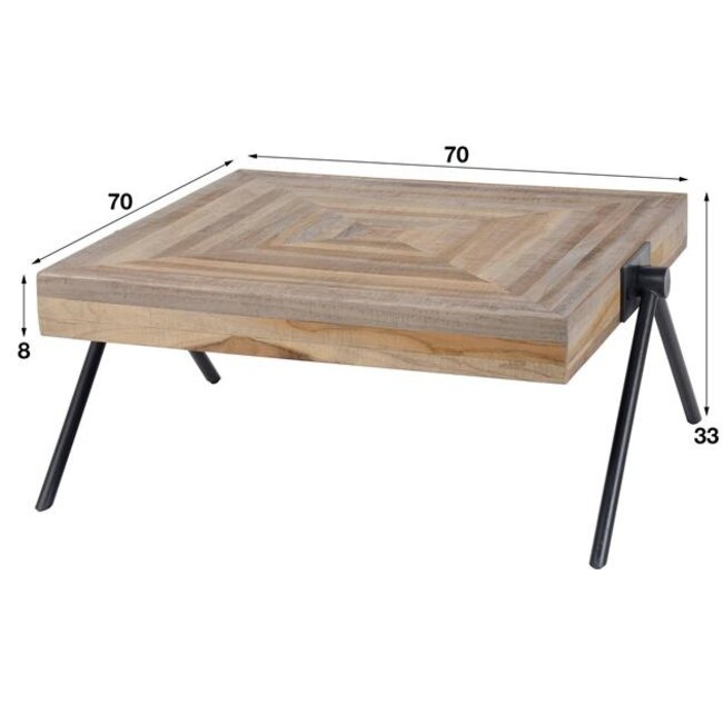 PS-Collection Teca Balance Salontafel - 70x70x33cm - Verweerd Teakhout