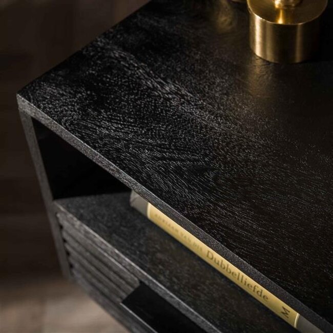 Marina 1 Lade Nachtkastje - 35x35x60cm - Zwart - Mangohout