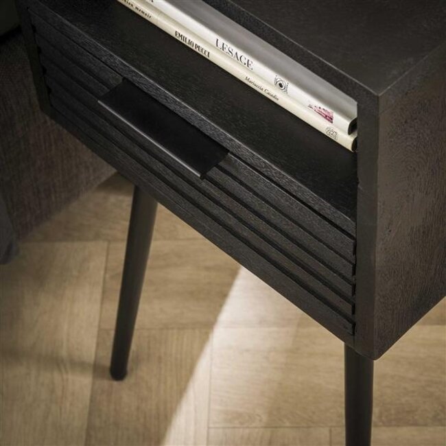 PS-Collection Marina 1 Lade Nachtkastje - 35x35x60cm - Zwart - Mangohout