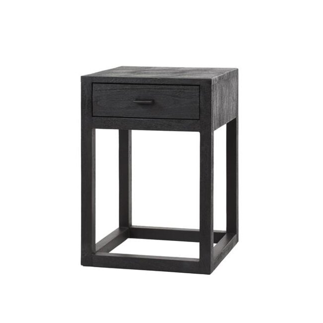 Nachtkastje Acaciahout Zwart 1 Lade - Black Square