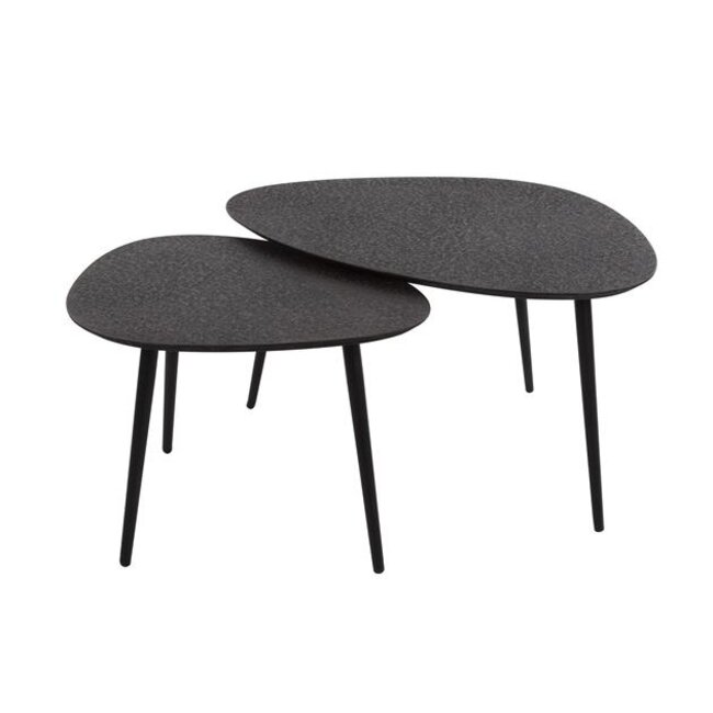 Salontafel Set van 2 Metaal Zwart Organisch - Metallic