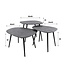 PS-Collection Metallic Vierhoekig Set/3 Salontafel - 62x51x36cm - Zwart - Metaal