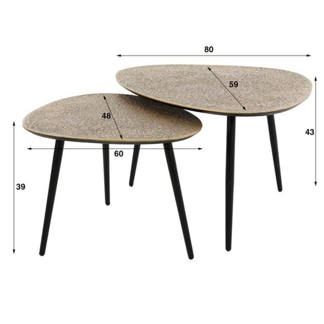 Salontafel Set van 2 Antiek Brons - Metallic