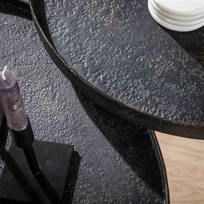 Metallic Rond Set/2 Salontafels - ø76x40cm - Grijs - Metaal