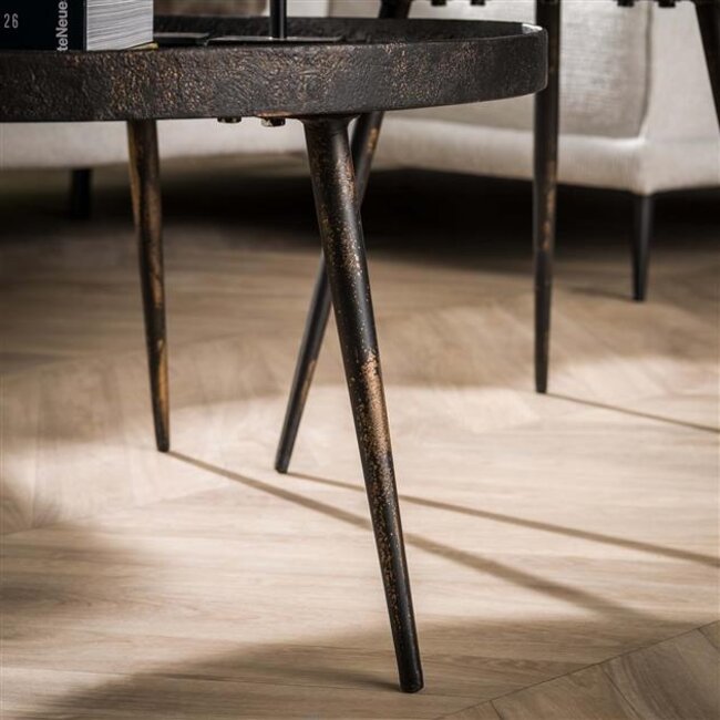 Metallic Rond Set/2 Salontafels - ø76x40cm - Grijs - Metaal