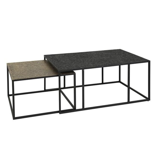 Salontafel Set van 2 Antiek Brons Zwart Metallic