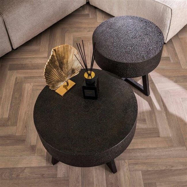 PS-Collection Bulky Ferro Salontafel - ø50x47cm - Brons/Bruin - Metaal