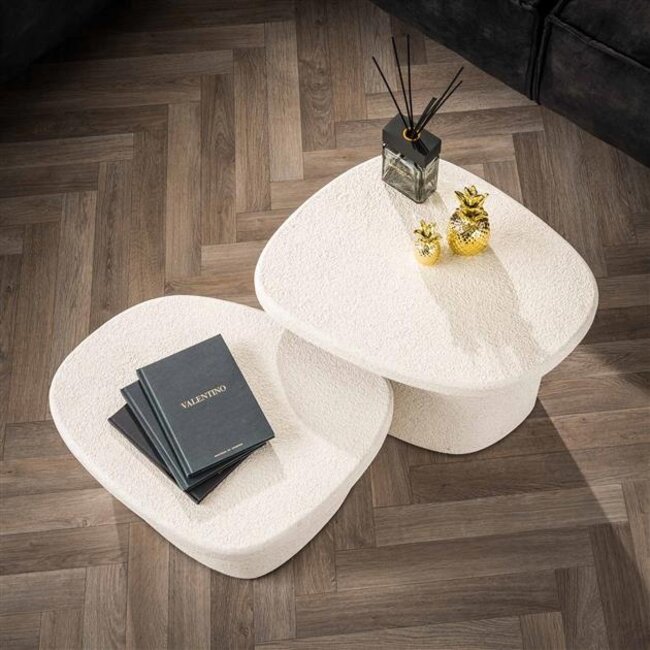 Salontafel Set van 2 Wit Marmer Composiet Stone