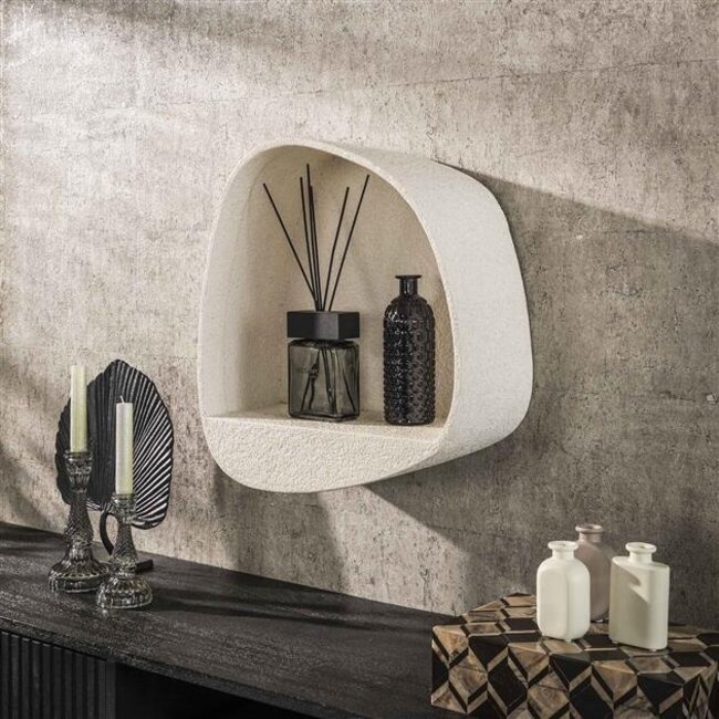 PS-Collection Stone Breed Wandschap - 43x21x48cm - Wit - Marmer Composiet