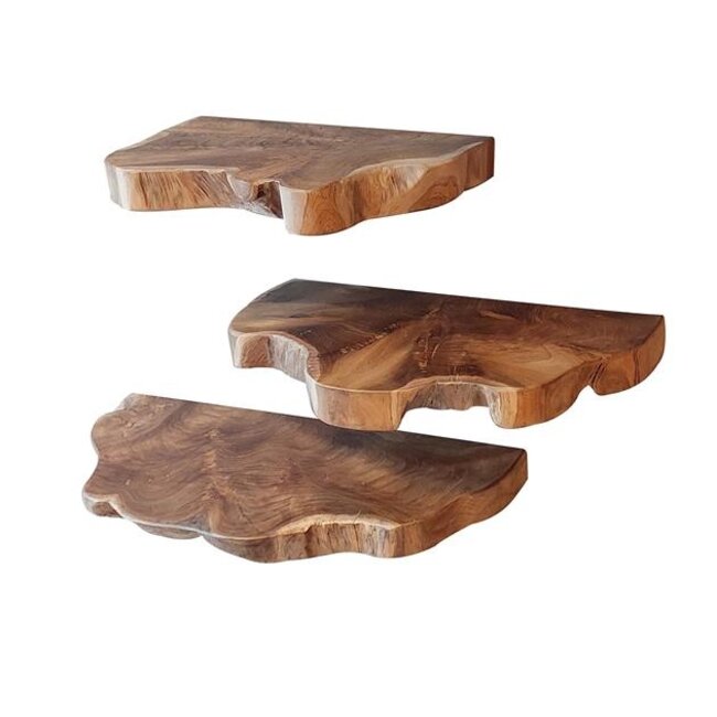 Wandplank Set van 3 Teakhout Naturel - Natural Line