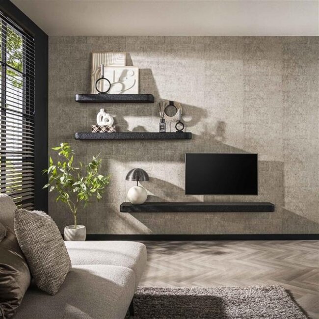 PS-Collection Metallic Wandplank - 150x29x8cm - Grijs - Metaal