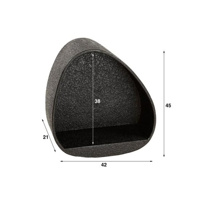 PS-Collection Metallic Driehoek Wandschap - 42x21x45cm - Grijs - Metaal