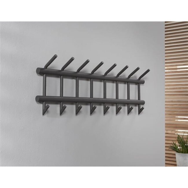PS-Collection Ronde Buis 8 Haken Kapstok - 90x10x33,5cm - Grijs - Metaal