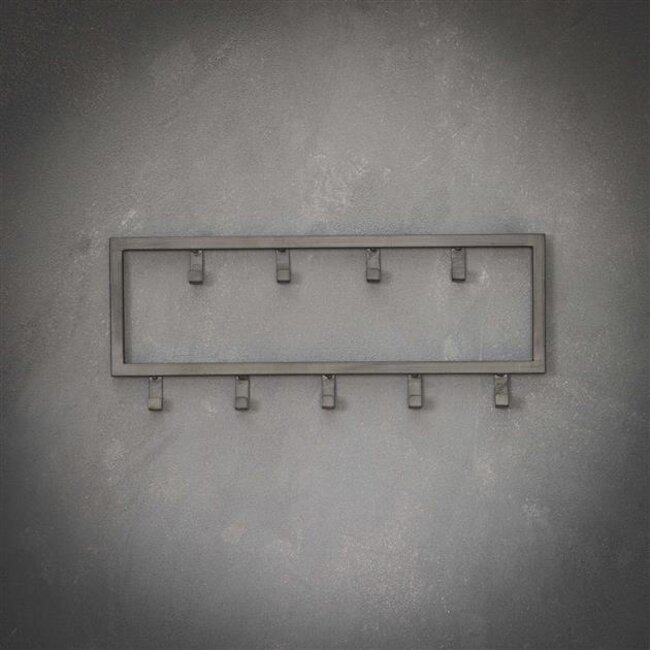 PS-Collection Industrial 9 Haken Kapstok - 50x2x20cm - Grijs - Metaal