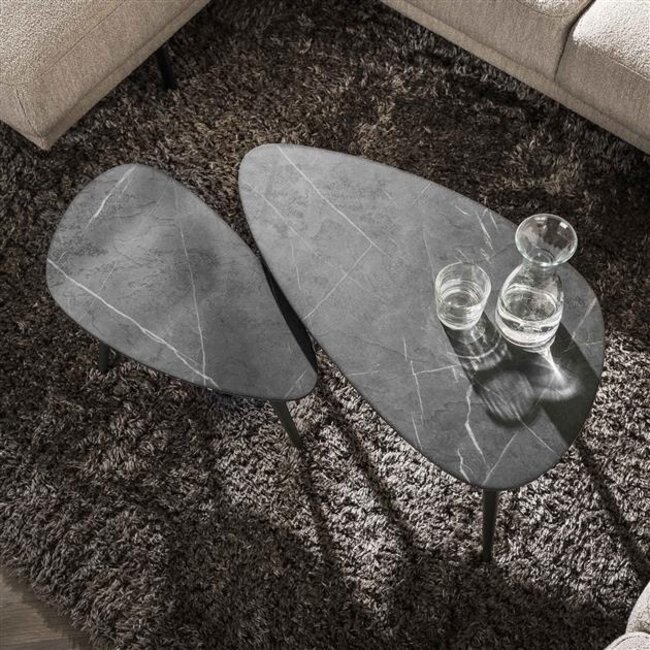 Salontafelset Natuursteenlook Onyx Peervormig Set 2