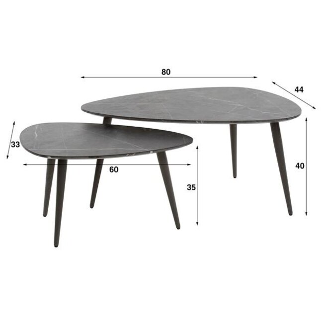 Salontafelset Natuursteenlook Onyx Peervormig Set 2