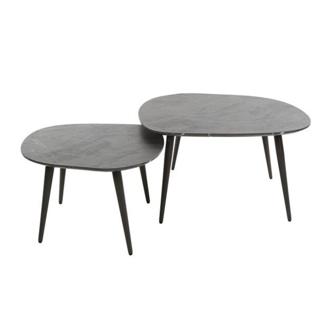 Salontafelset Zwart Natuursteenlook Onyx Rock Set 2
