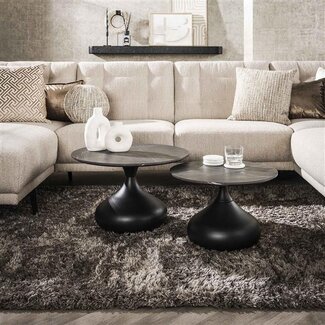PS-Collection Salontafel Set van 2 Zwart Marmerlook – Tweede Kans