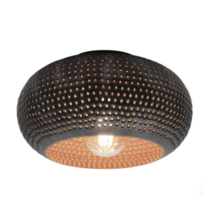 Plafondlamp Zwart Bruin Metaal Punch 1-licht