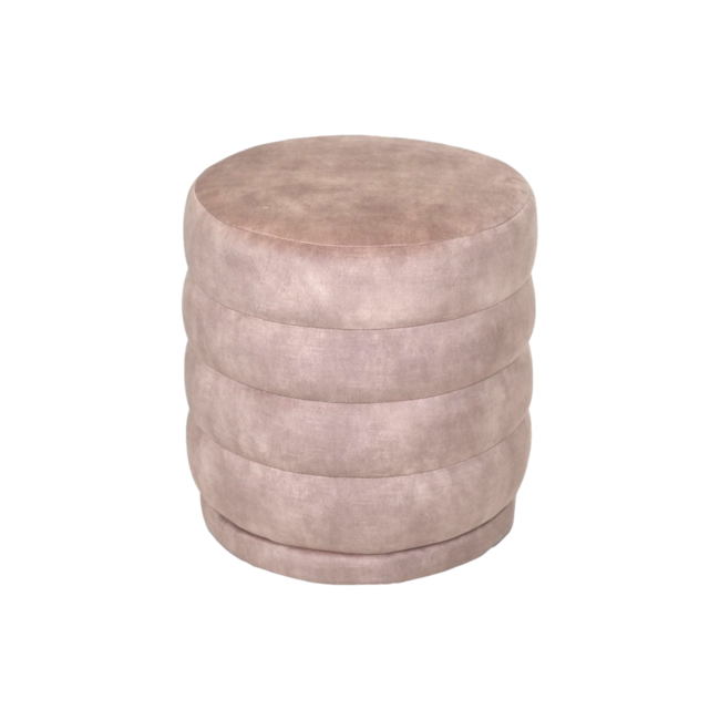 Ronde Poef Fletcher - Velours - Leverkleur