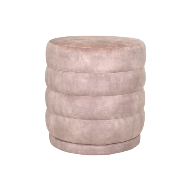 Ronde Poef Fletcher - Velours - Leverkleur