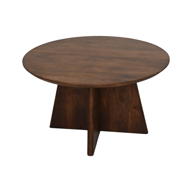 Ronde Salontafel Kruispoot - Bruin Mango - Tweede Kans