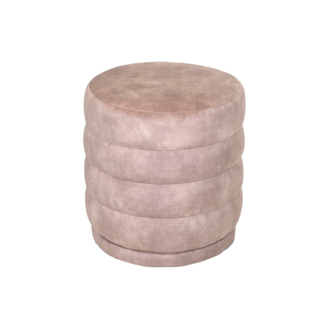 Ronde Poef Fletcher - Velours - Leverkleur