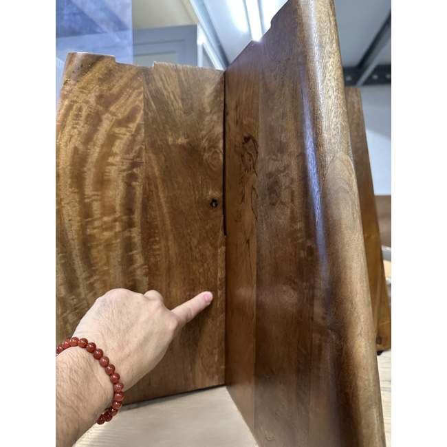 Ronde Salontafel Kruispoot - Bruin Mango - Tweede Kans