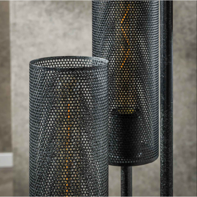 Vloerlamp Zwart Metaal 5 Lichtpunten - Tube Mesh