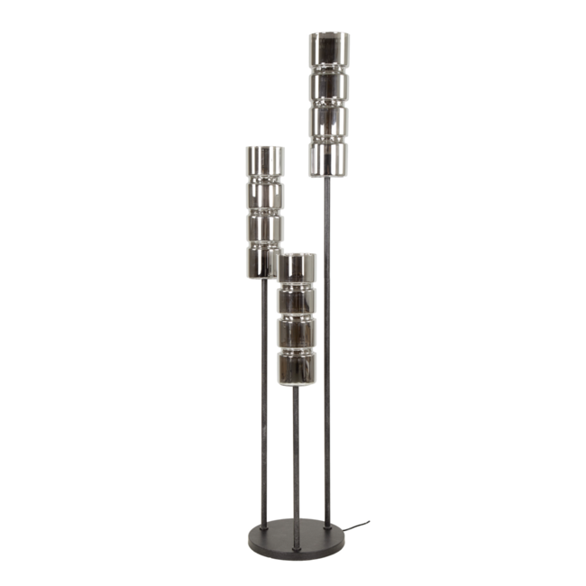 Vloerlamp Chroom Glas 3 Lichtpunten - Cylinder Glass