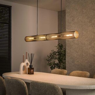 PS-Collection Hanglamp Artic Zwart Metaal 4 Lichtpunten - Tube Mesh
