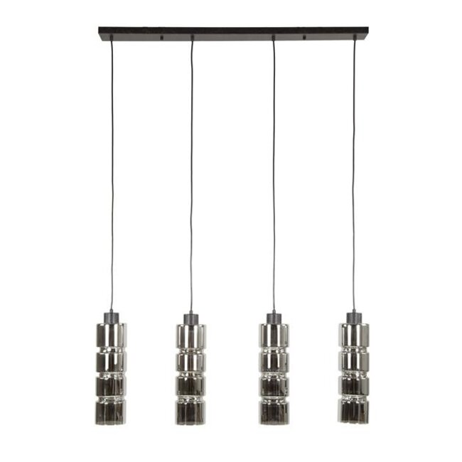 Hanglamp Chroom Glas 4 Lichtpunten - Cylinder Glass