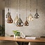 Hanglamp Amber Koper Chroom Glas 7 Lichtpunten - Wings