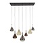 Hanglamp Amber Koper Chroom Glas 7 Lichtpunten - Wings