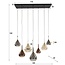 PS-Collection Wings Mix Glas 4+3 Hanglamp - 120x40x150cm - Amber/Koper/Chroom