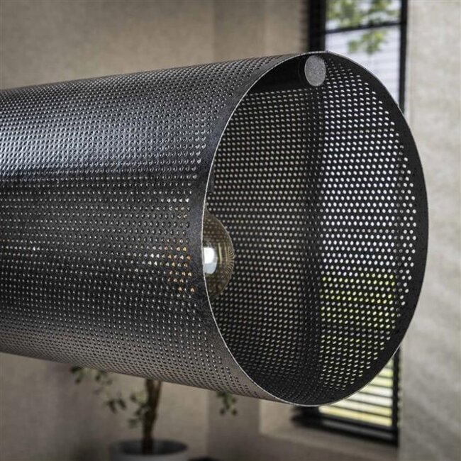 Koker Mesh XL 7L Hanglamp - 145x20x150cm - Zwart - Metaal