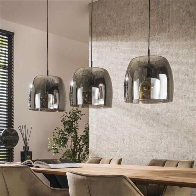 Hanglamp Smoke Glas Zwart Metaal 3-Lichts - Drift