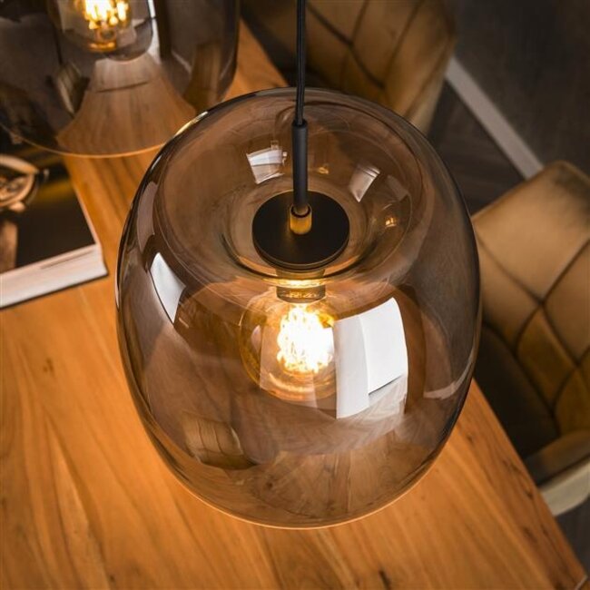 Hanglamp Smoke Glas Zwart Metaal 3-Lichts - Drift