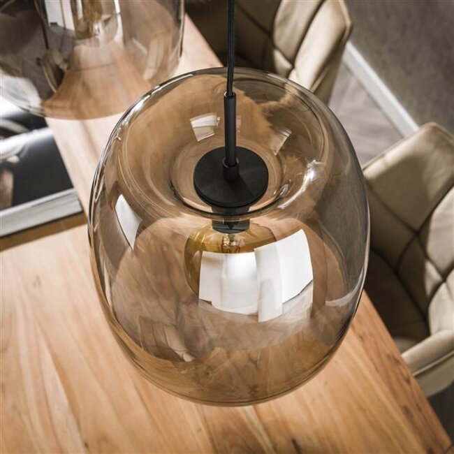 Hanglamp Smoke Glas Zwart Metaal 3-Lichts - Drift