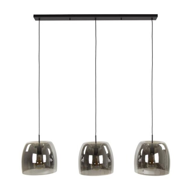 Hanglamp Smoke Glas Zwart Metaal 3-Lichts - Drift
