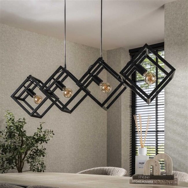 Kubus 4L Hanglamp - 150x35x150cm - Charcoal - Metaal 