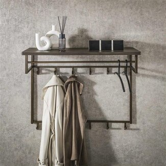 PS-Collection Ferro 12 Haken Kapstok Hoog - 100x33x80cm - Brons Antiek - Metaal